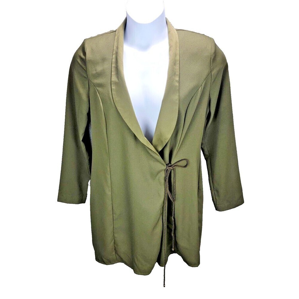ASOS Blazer Womens 10 Green Tie Front Long Career Unstructured
